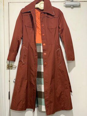 VINTAGE MICHEL-GREGOIRE BELTED SWING TRENCH COATS SIZE 7/8